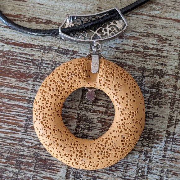 Handmade Lava Stone Aromatherapy Diffuser Necklaces - Mustard/Gold - Picture 7 of 10